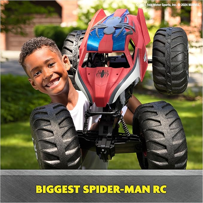 Monster Jam Marvel Mega Spider-Man RC Monster Truck, All-Terrain, Over 2 Feet Long, 1:6 Scale, Super Hero Kids Toys for Boys and Girls Ages 4 and Up