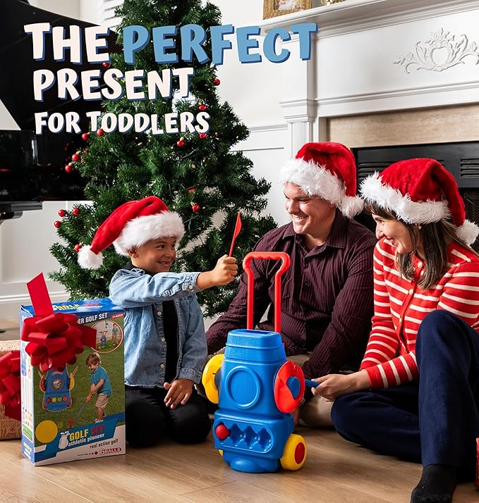 ToyVelt Toddler Golf Set - Kids Golf Clubs with 6 Balls, 4 Golf Sticks, 2 Practice Holes and a Putting Mat - Promotes Physical & Mental Development (Blue)