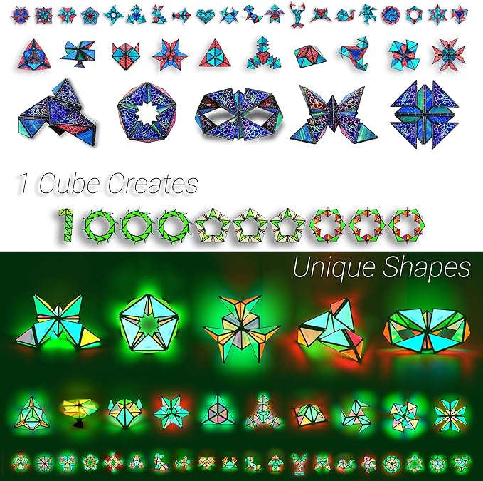 TOSY Magnet Pyramid Glow - 1 Cube Transforms into 1 Billion Shapes (Flowers, Vase for Mom/Her/Wife, 12 Pieces, 243 Rare Earth Magnets, Holographic Design Magnet Tiles, 4-Pack