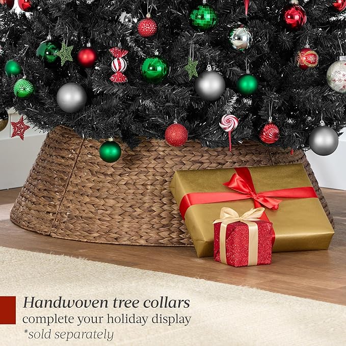 Best Choice Products Artificial Christmas Tree, 9ft Premium Pre-Lit Realistic Spruce Holiday Décor w/Dense Branches, Metal Base - Black Spruce