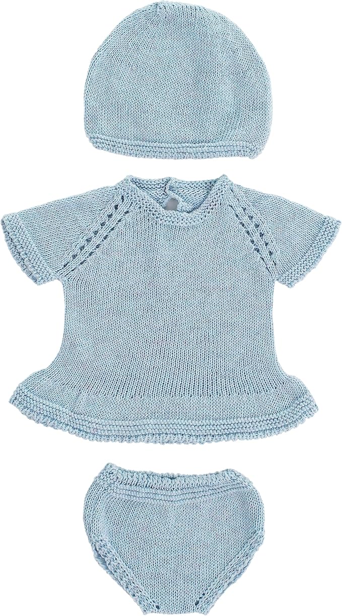 Miniland Clothes for Dolls 15 3/4'' Knitted Outfit Dress & Hat - ECO, Made in Spain, Quality, Role Play, Educational