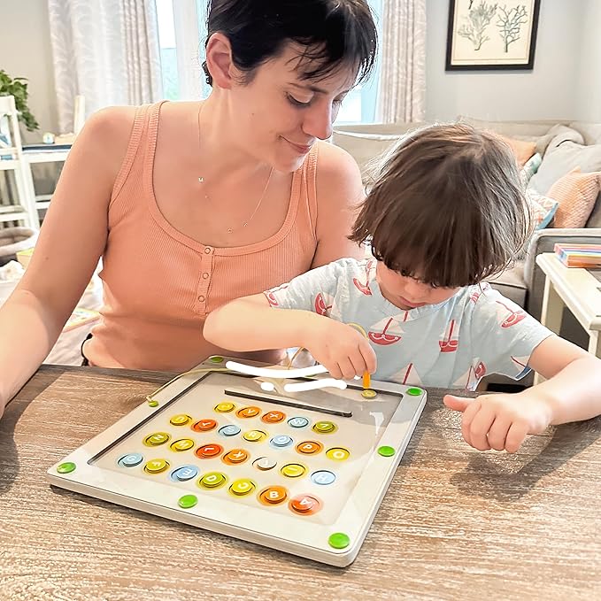Quiggly Magnetic Alphabet and Color Maze - Montessori Magnet Puzzle for Toddlers 3-4, ABC Learning Toy for Kids Ages 3-5, Educational Travel Toy for Car and Airplanes (Uppercase, QMAMP01)