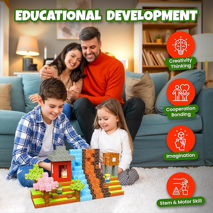RICCLE Magnetic Blocks - Build Magnetic Building Blocks Toddler STEM Sensory Outdoor Toys for 3+ Year Old Boys & Girls, Educational & Learning Toys for Ages 4-12 (60 Blocks)