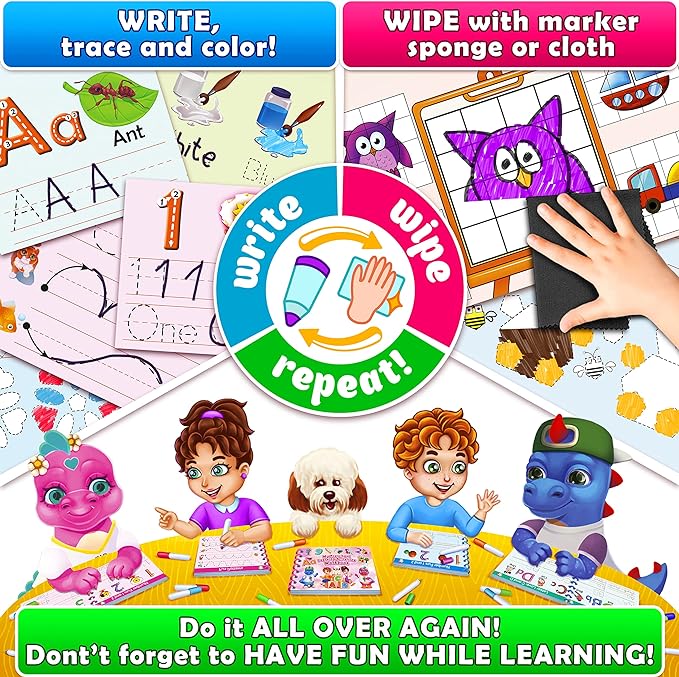 Curious 2 Learn Toddler Preschool Learning Activities | Handwriting Practice for Kids | Workbook Learning Resources| Tracing Kindergarten Workbooks | Busy Book | 4 Year Old Boy Birthday Gift | Blue
