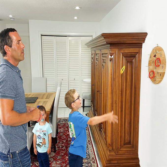Hook It Ring Toss Game for Kids & Adults – Includes 24 Rings and Extra Hook – Indoor & Outdoor Games for Family and Friends – Safe Alternative to Darts