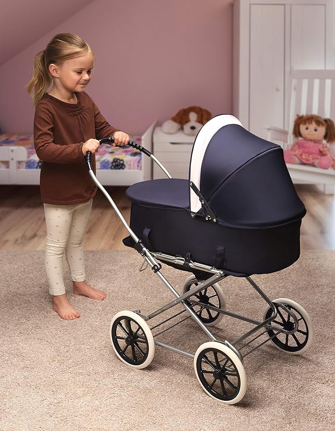 Badger Basket English Style Doll Stroller – Fits 18 to 22-inch Dolls, Classic Pretend Play Toy with Adjustable Canopy