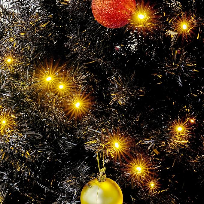 HOMCOM 6' Tall Prelit Christmas Tree Douglas Fir Artificial Christmas Tree with Realistic Branches, 250 Warm White LED Lights and 1000 Tips, Black