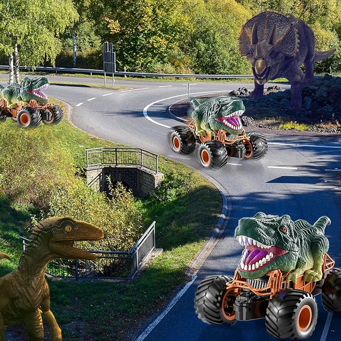 Bennol Remote Control Dinosaur Car, 2.4Ghz RC Truck for Toddlers, Electric Hobby RC Car Toys with Light & Sound Spray Birthday Gift for 3 4 5 6 7 8 Year olds Kids Boys Girl