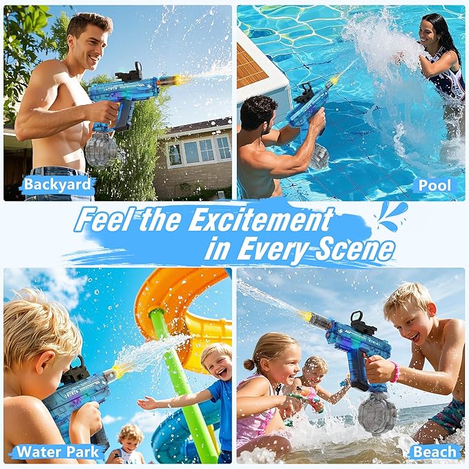Electric Water Guns for Adults & Kids,Realistic Automatic Water Gun with 26-32 FT Long Range,800ml Large Water Tank,Splash-Resistant Design,Summer Outdoor Pool Beach Toy for Backyard Games(2 Pack)