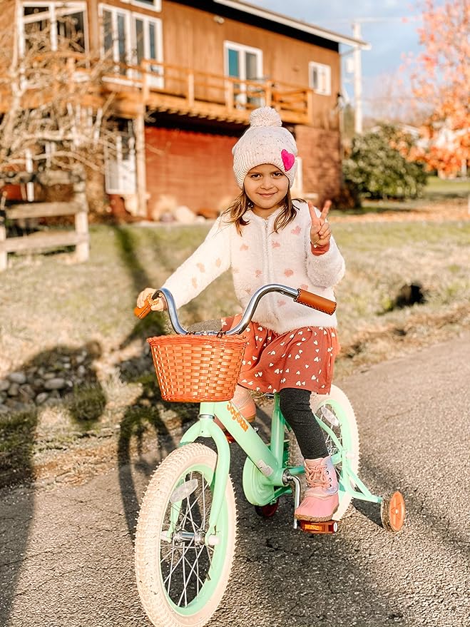 JOYSTAR Vintage Kids Bike with Training Wheels & Basket, 12 14 16 20 24 Inch Girls Bike for 2-14 Years Old, Multiple Colors