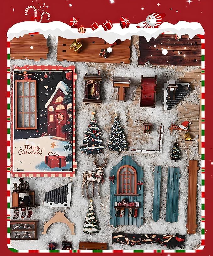 Miniature Christmas Book Nook Kits for Adults - DIY Tiny House 3D Wooden Puzzle Xmas Books,Beautiful Bookshelf Decoration for All Occasions(Christmas Snow Realm)