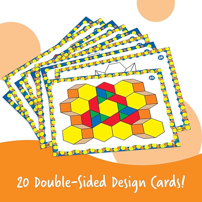 Learning Resources Pattern Block Activity Set, 20 Double-Sided Cards, Ages 4+