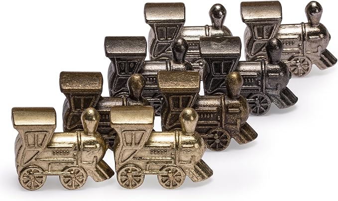 Yellow Mountain Imports Mexican Train Complete Set with Double 12 Number Dominoes, Wooden Hub, Die Cast Train Markers, and Scorepad