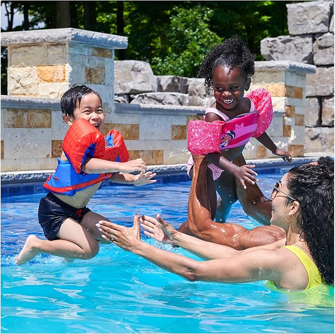 SwimWays Gabby's Dollhouse Swim Trainer, US Coast Guard Approved Life Vest Kids Swim Vest, Arm Floaties & Life Jackets for Kids 33-55 lbs, Gabby