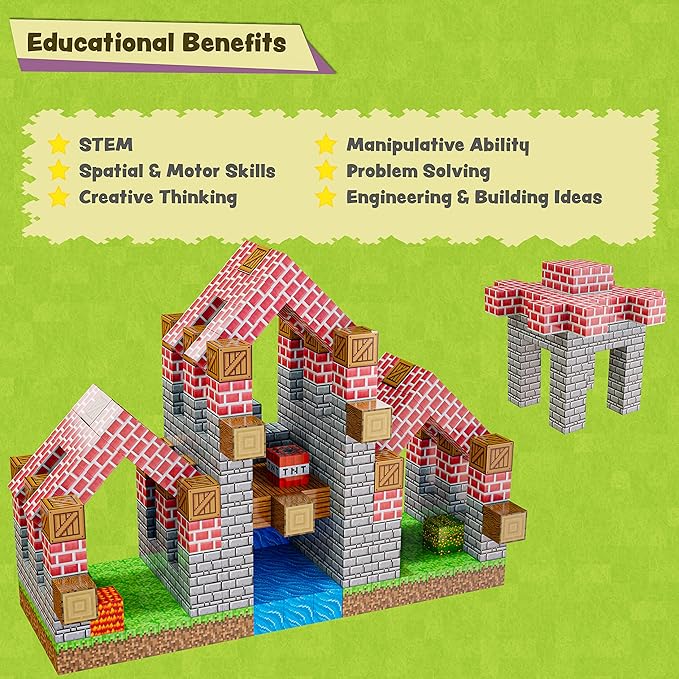 100PCS Magnetic Pixel Cubes World Pack STEM Building Blocks for Kids Montessori Educational Toys Fidget Sensory Set Construction Stacking Toy for Kids 3+ Boys and Girls Christmas Birthday Gifts