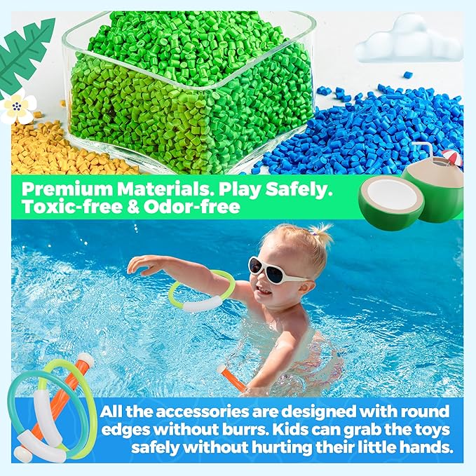 BELLOCHIDDO Diving Rings & Sticks Set - Underwater Training Pool Toys for Kids Ages 4-8, Summer Water Games Gift with Fun Accessories