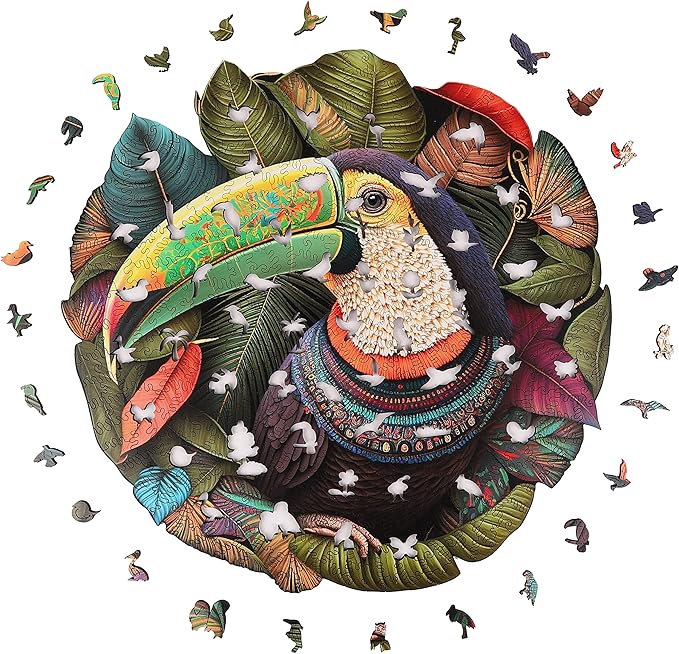Wooden Puzzles, Mandala Parrot 200 Piece Jigsaw Puzzles, Unique Shaped Wooden Jigsaw Puzzles for Adults and Kids, Family Game 11.2 x 11.2 Inch