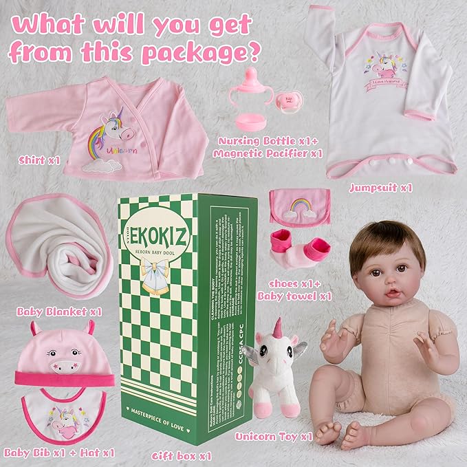 Lifelike Reborn Baby Dolls, 22-Inch Soft Cloth Body Realistic Baby Dolls with Clothes and Toy Accessories - Birthday Gift for Kids 3+