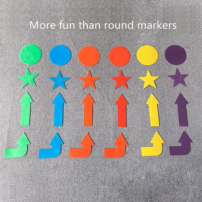 12pcs Colorful Star Arrow Spot Marker Non-Slip Directional Carpet Marker for Training Agility, Kids Classroom Activity, Gym, Sport, Home (Turn Arrow)