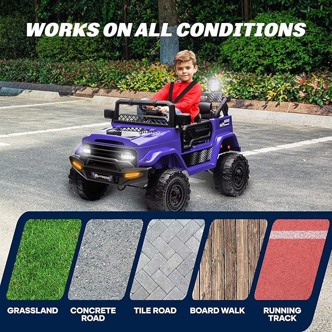 Outdoor Cruise 1-Seater 12V Ride-On Electric Car for Kids - Remote Control Jeep Power Wheels with Parental Control for Safe Adventures