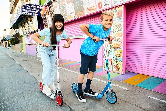 Razor A5 Lux Kick Scooter for Kids Ages 8+ - 8" Urethane Wheels, Anodized Finish Featuring Bold Colors and Graphics, for Riders up to 220 lbs