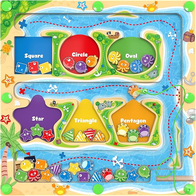 Magnetic Color & Shape Maze - Montessori Toys for 3 4 5 Year Old, Color and Shape Sorting Toys, Montessori Toys for Kids Boys Girls Gifts Ages 3+,Preschool Learning Activities
