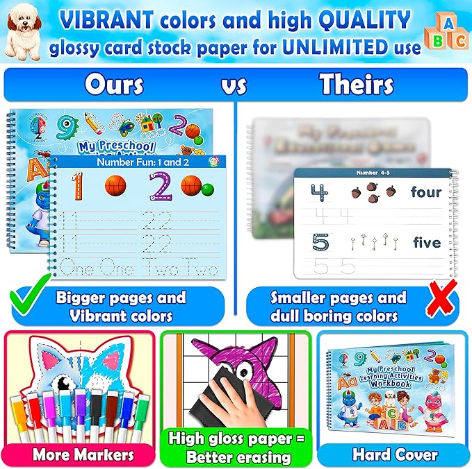 Curious 2 Learn Toddler Preschool Learning Activities | Handwriting Practice for Kids | Workbook Learning Resources| Tracing Kindergarten Workbooks | Busy Book | 4 Year Old Boy Birthday Gift | Blue