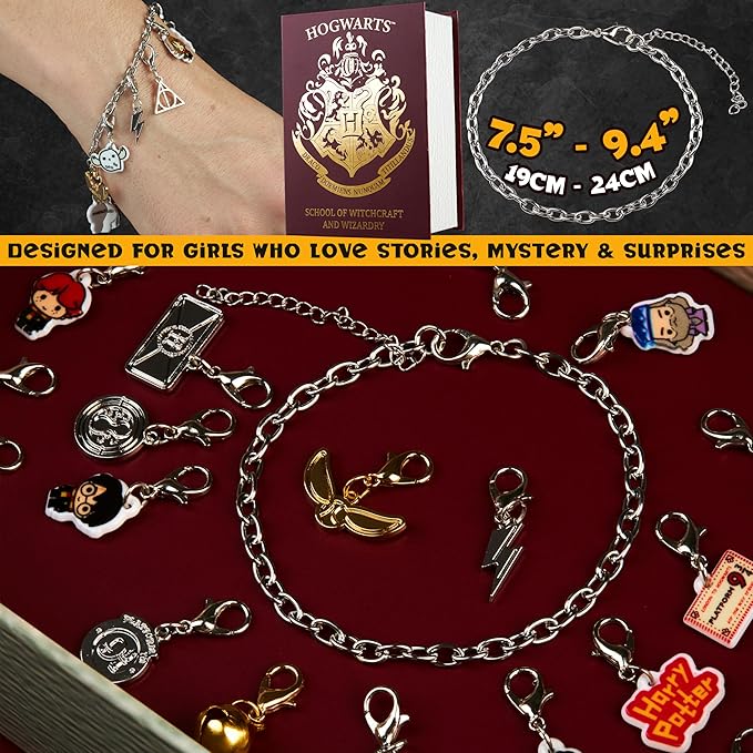 Get Trend Harry Potter Advent Calendar 2025 for Girls, Teens, Charm Bracelet Jewelry Set, 23 Charms, Christmas Countdown Calendar, Gifts for Girls (Burgundy Harry Potter)