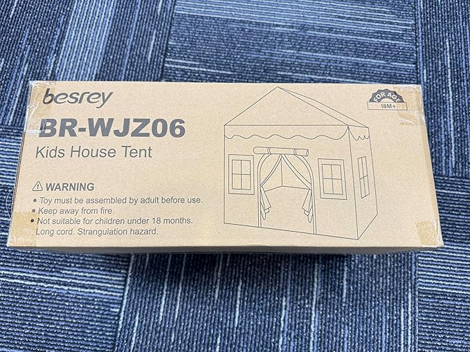 Besrey Kids Playhouse 2 in 1 With Padded Mat and Lights - Large Tent With 2 Doors & 4 Windows for Indoor & Outdoor Use - Christmas Toddler Gift, 51" x 35" x 51"