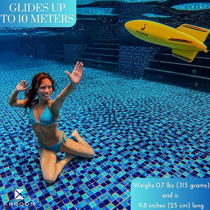Khroom Underwater Torpedo Pool Toy | Must-Have for Vacation | 33-Foot Glide Underwater | Official UTL Game Size | Pool Dive Rocket Glider (Classic)