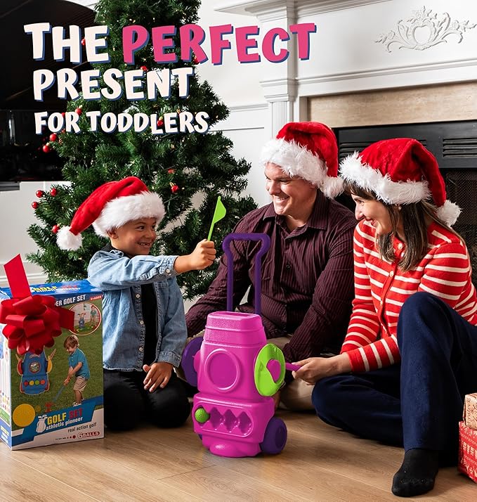 ToyVelt Toddler Golf Set - Kids Golf Clubs with 6 Balls, 4 Golf Sticks, 2 Practice Holes and a Putting Mat - Promotes Physical & Mental Development, Ideal Toddler and Kids Golf Set Gift for Boys 2-10