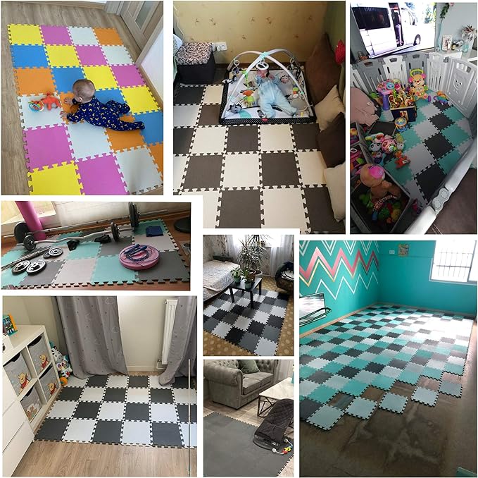 YIMINYUER® 20 Tiles (30cm×30cm×1cm Each Tile) Baby Soft Puzzle Play Mats, Kids Thick EVA Foam Floor, Toddlers & Children's Soft Interlocking Mat R01R03R12G301020