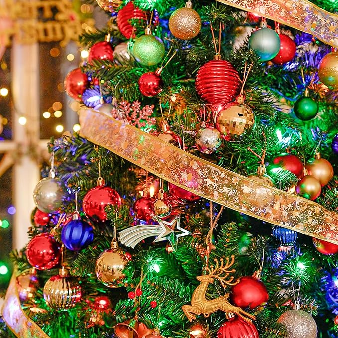 Hykolity 6ft Artificial Christmas Tree, Pre-Lit Christmas Tree with 250 Color Changing LEDs, 1032 Realistic Tips, Hinged Design & Metal Base, 10 Modes