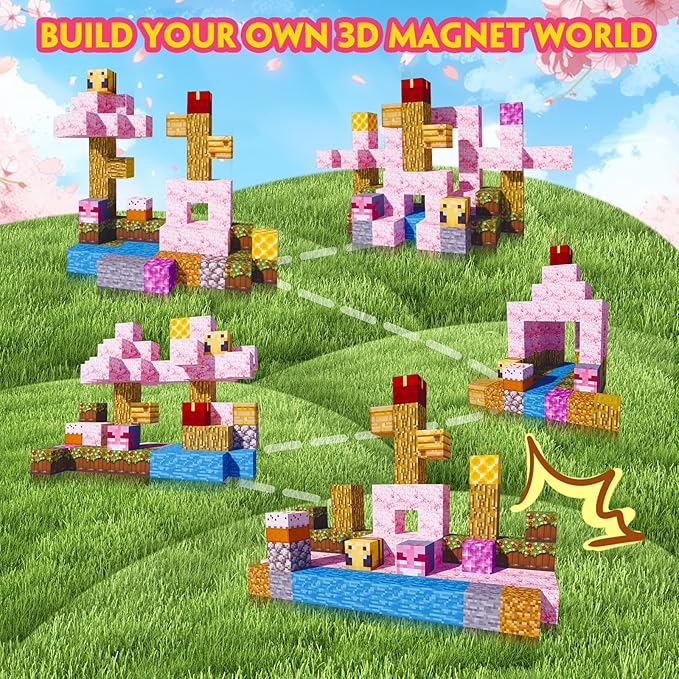 Magnetic Blocks-80pcs Mine Magnet 3D Craft World Set,Magnetic Blocks Le Building go Toys for Kids,STEM Sensory Toys for Toddlers Birthday Gifts,Constructions Toys for Boys & Girls Age 3+