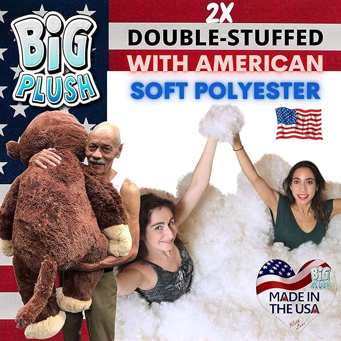 Big Plush Giant Stuffed Monkey - Large 4-Foot Extra-Soft Jumbo Plush Animal - 48 Inches / 122 Centimeters - Huge-Sized Gigantic Animals - Oversized Monkeys - Hug This Full-Size Pet Ape