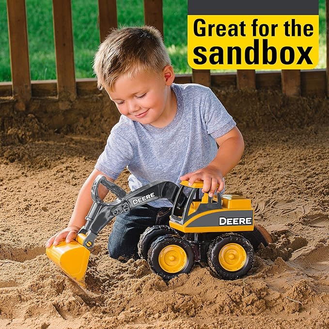 John Deere Sandbox Big Scoop Excavator Toy with Tilting Dump Bed - Construction Toys - Frustration Free Packaging FFP - 15 Inch