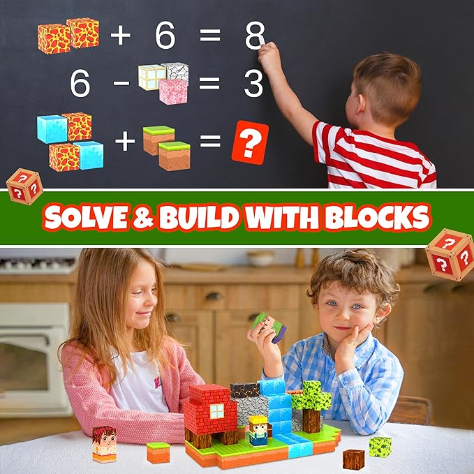 RICCLE Magnetic Blocks - Build Magnetic Building Blocks Toddler STEM Sensory Outdoor Toys for 3+ Year Old Boys & Girls, Educational & Learning Toys for Ages 4-12 (60 Blocks)