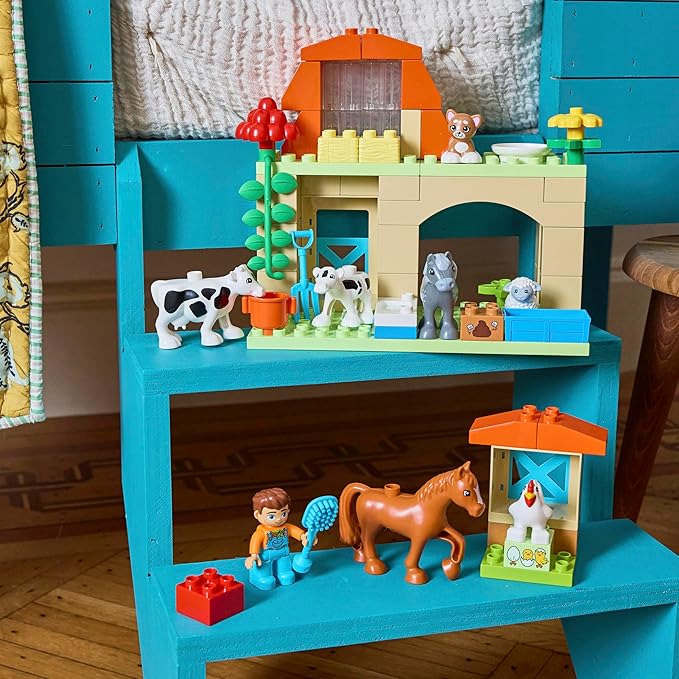 LEGO DUPLO Town Caring for Animals at The Farm Building Toys Playset - Learning, Educational Toys for Toddlers & Preschool, Ages 2+ - Building Blocks for Pretend Play Set W/Animal Figures - 10416
