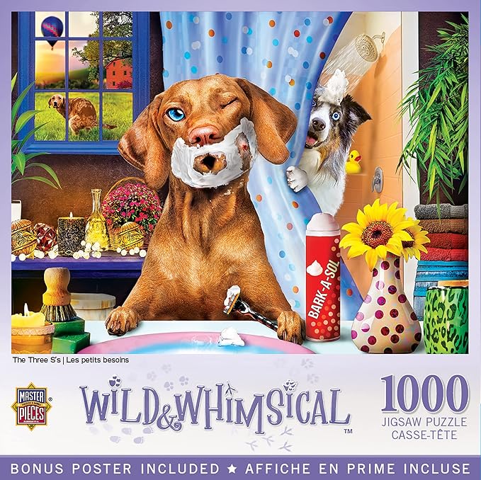 MasterPieces - 1000 Piece Jigsaw Puzzle, The Three S’s, Funny Animals, Activity for Adults, Family, Kids, Matte Finish, 19.25" x 26.75"