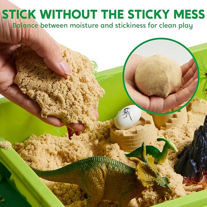 Klever Kits Dinosaurs Sensory Bin Toys for Toddlers with Glow in The Dark Dinosaurs, Sandbox with Lid Sand, Preschool Learning Activities Gifts for Boys Girls Age 3+