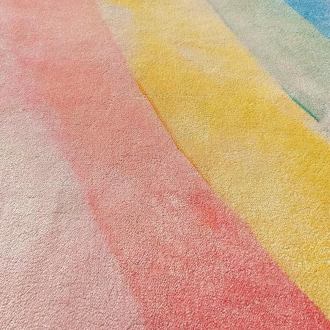 ABREEZE Kids Rainbow Rug Play Mat Ultra Soft Rugs for Kids Room, 5'x6.6' Non Slip Multi Color Children Nursery Rug Baby Rug Area Rug Kids Carpet for Bedroom Decor Playroom Living Room