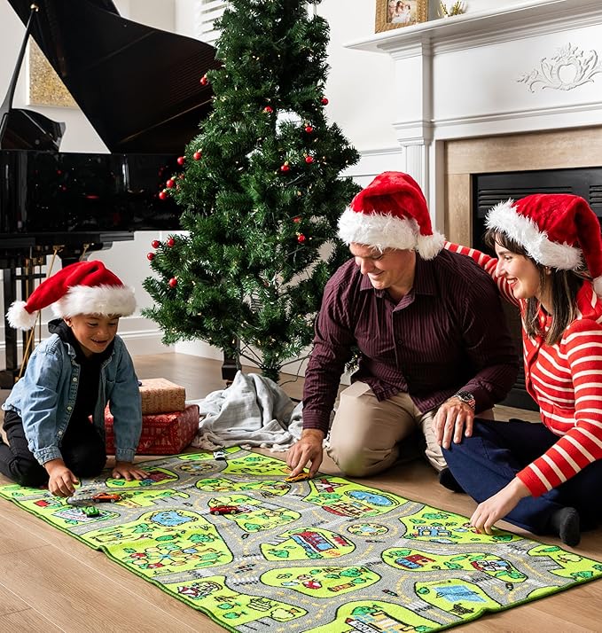 ToyVelt Kids Carpet Playmat Car Rug – Educational Road Traffic Carpet Multi Color Play Mat - Best Kids Rugs for Playroom & Kid Bedroom – for Ages 3-12 Years Old (43" L x 26" W)