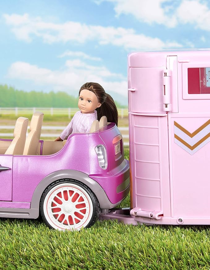 Lori Dolls – Hoofing It – Horse Trailer – Play Set for 6-inch Horses & Mini Dolls – Horse Accessories – Saddle, Bridle, Brush & More – 3 Years +