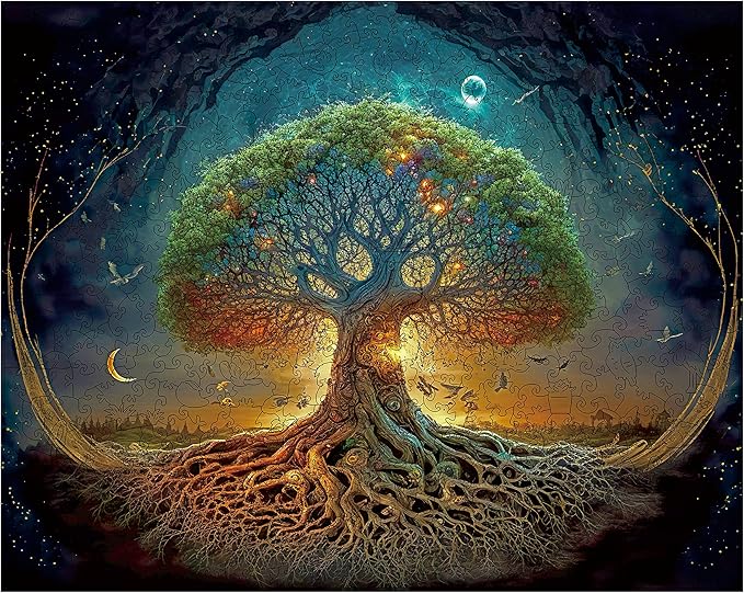Wooden Puzzles for Adults Tree of Life 500 Piece Puzzles for Adults, 13.4'' x 19.1'' Luxurious Unique Shape Puzzles Beautiful Package Best Gift for Family Friends