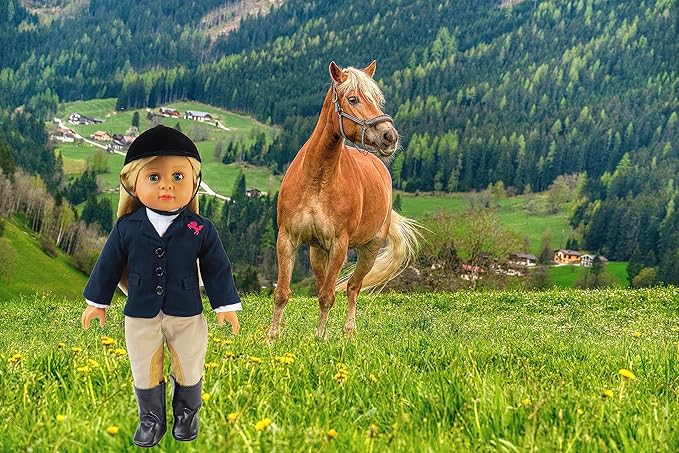 American Fashion World Riding Outfit for 18-Inch Dolls | Helmet and Boots Included | Premium Quality & Trendy Design | Dolls Clothes | Outfit Fashions for Dolls for Popular Brands