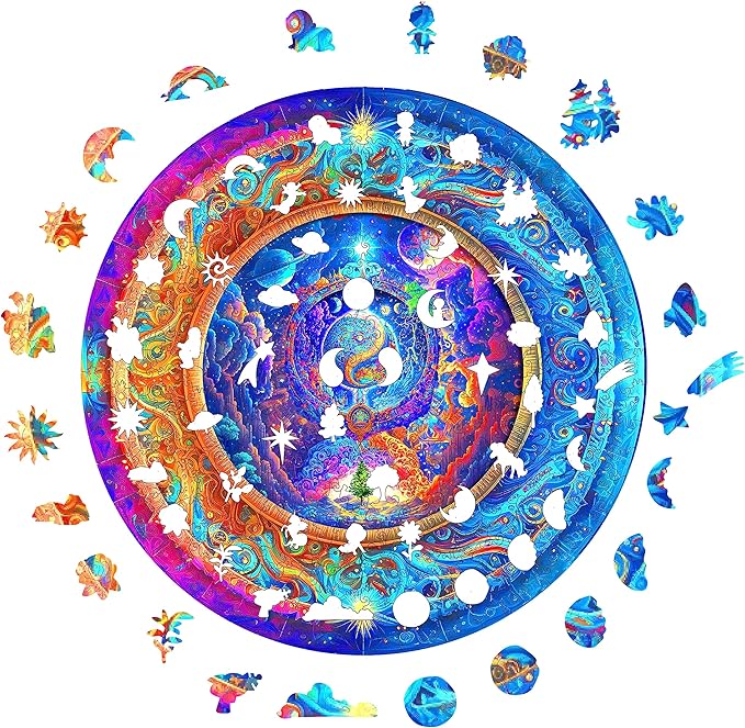500 Piece Puzzles for Adults Mandala Unique Shape Premium Jigsaw Wooden Brain Teaser Puzzles, Beautiful Package, Best Gift for Adults Family Games