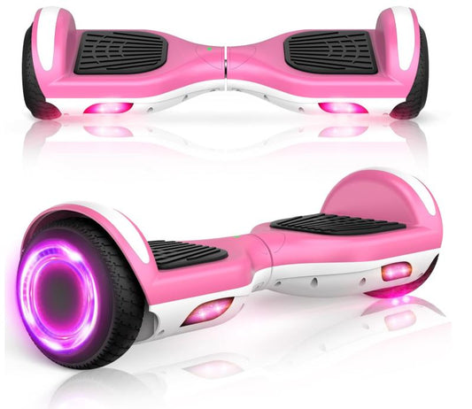 UNI-SUN 6.5" Hoverboard for Kids, Two Wheel Self Balancing Electric Scooter, Hoverboard with LED Lights for Adults, Pink Gray Hover Board