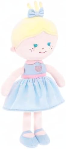 Onetoo Soft Baby Doll for Girls Plush Rag Doll Sleeping Cuddle Buddy Doll First Baby Doll Wear Blue Love Dress 14"