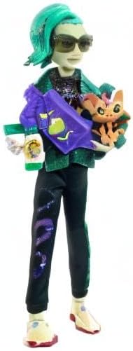Monster High Deuce Gorgon Doll in Signature Look with Denim Snake Jacket & Accessories, Pet Mouse Perseus