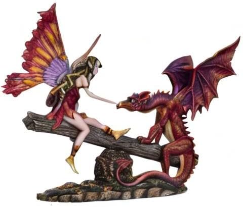 Pacific Giftware FairyTate Fairy Red Dragon on The Seesaw Decorative Resin Collectible Figurine Statue